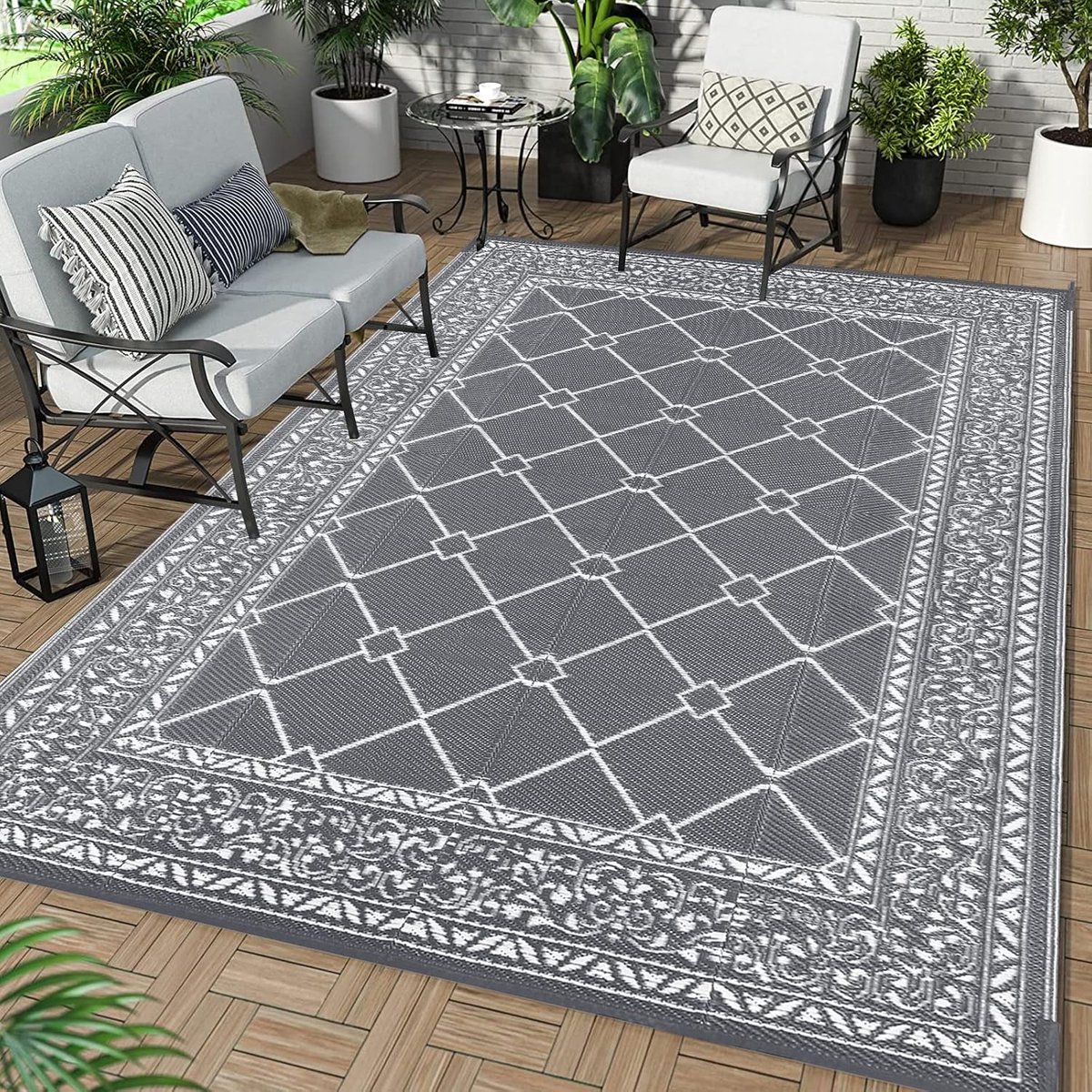 Waterdicht Omkeerbaar Buitentapijt 180 x 270 cm - Kunststof Terrasmat voor Tuin, Camping & Strand