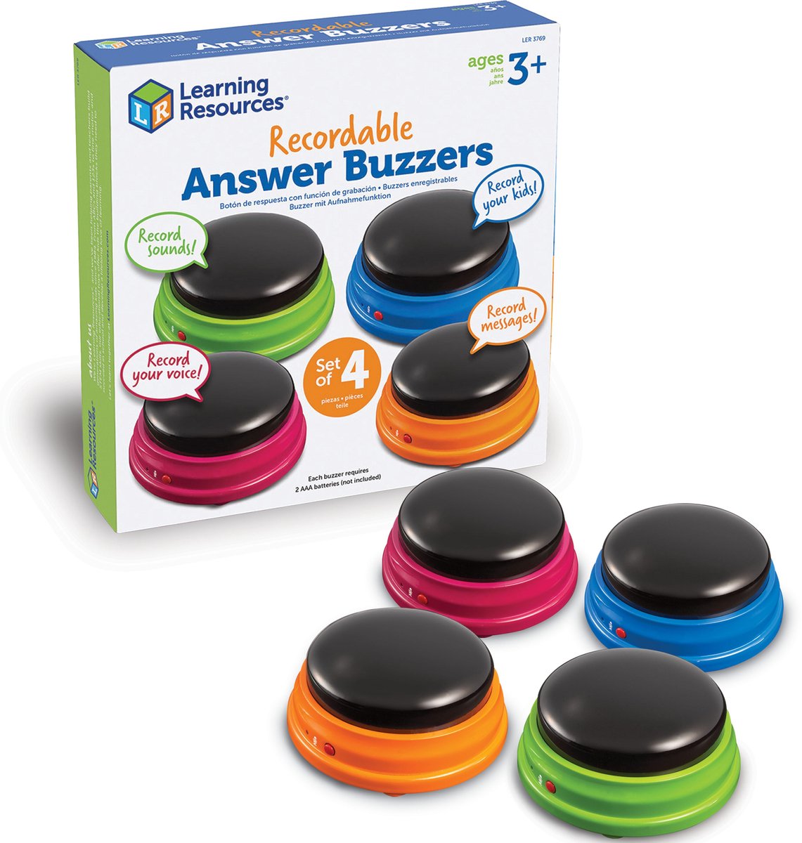 Learning Resources Recordable Answer Buzzers (Set van 4) -3+