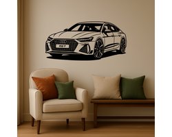 Audi RS7 Wanddecoratie – Houten Auto Muurdecoratie 75 cm – Zwart Lasergesneden Design – Moderne Decoratie voor Woonkamer, Garage en Mancave – Cadeau voor Autoliefhebber