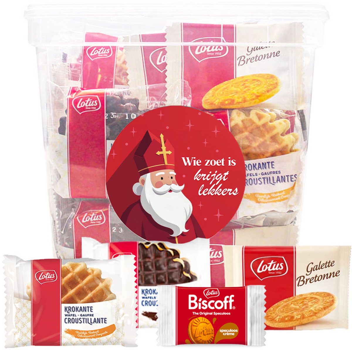 Lotus Cookies XL Sint pakket - 66 stuks - "Wie zoet is, krijgt lekkers!" - koekjes van Sinterklaas - 758g