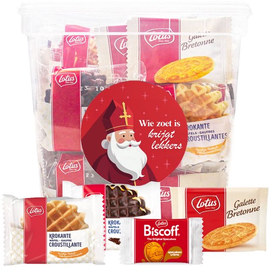 Lotus Cookies XL Sint pakket - 66 stuks - "Wie zoet is, krijgt lekkers!" - koekjes van Sinterklaas - 738g