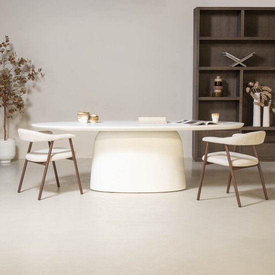 Giga Meubel Table à manger Myrna - Ovale 240cm - Aspect Béton Wit
