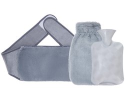 Kruik - Multifunctionele 1000ml kruik - Zacht pluche materiaal - Brede opening - Gemakkelijk te vullen - Wordt geleverd met verstelbare heupband (20,5*120cm) - Ideaal voor thuis en op kantoor - Verlicht pijn en stress (lichtgrijs)