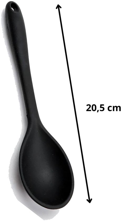 Cuillère en Siliconen Zwart | Revêtement anti-adhésif | Cuillère à mélanger, Cuillère de service, Cuillère de cuisine, Cuillère à soupe | Résistant à la chaleur, passe au lave-vaisselle | Cuisiner, Pâtisserie, Remuer, Cuisine