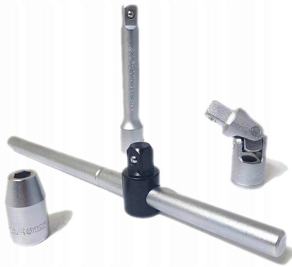 Yato 3/8" Gereedschapset: Reductie, Verlengstuk, Cardan, Knop - 4 Delig