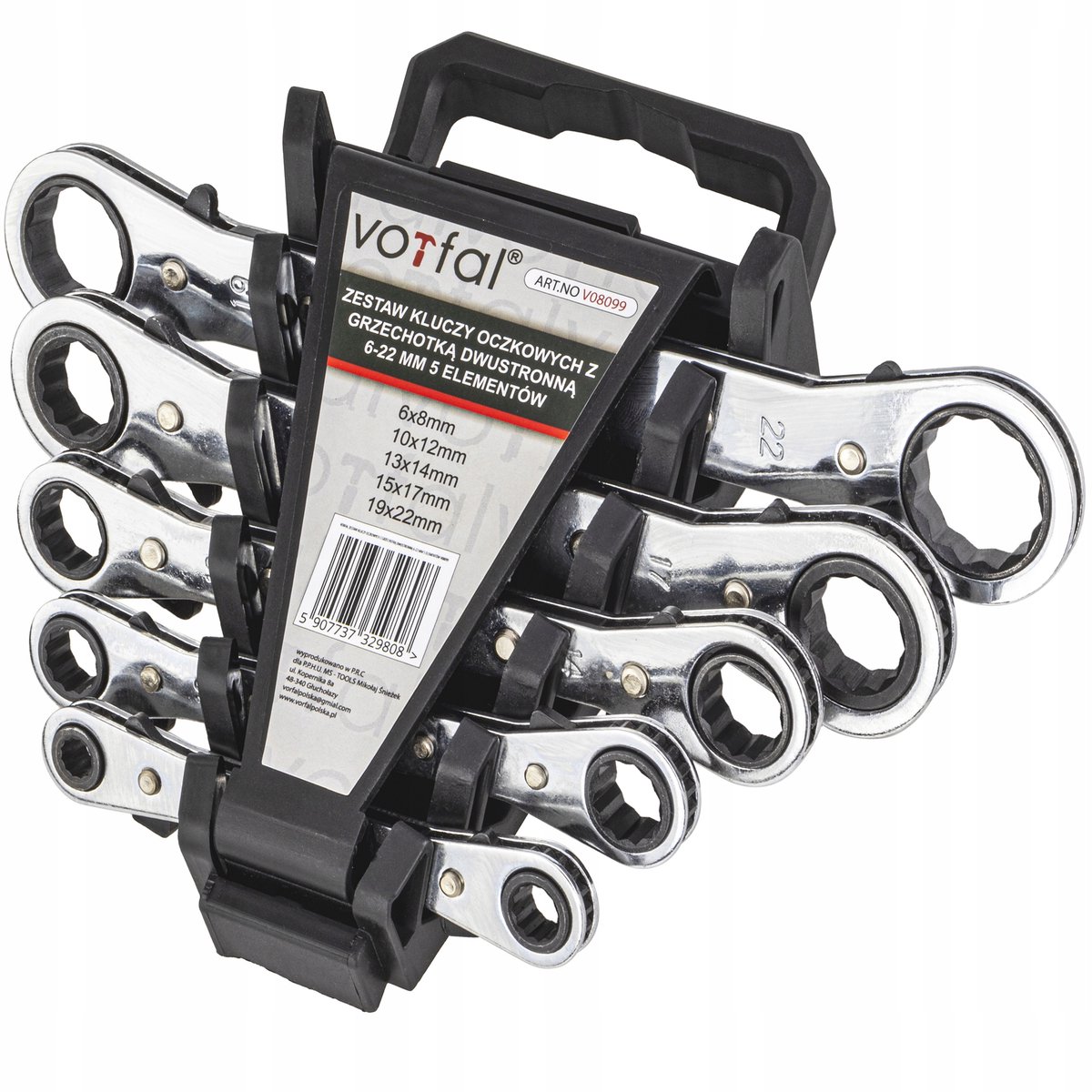 Ringsleutelset met ratel 6-22mm - 5-delig
