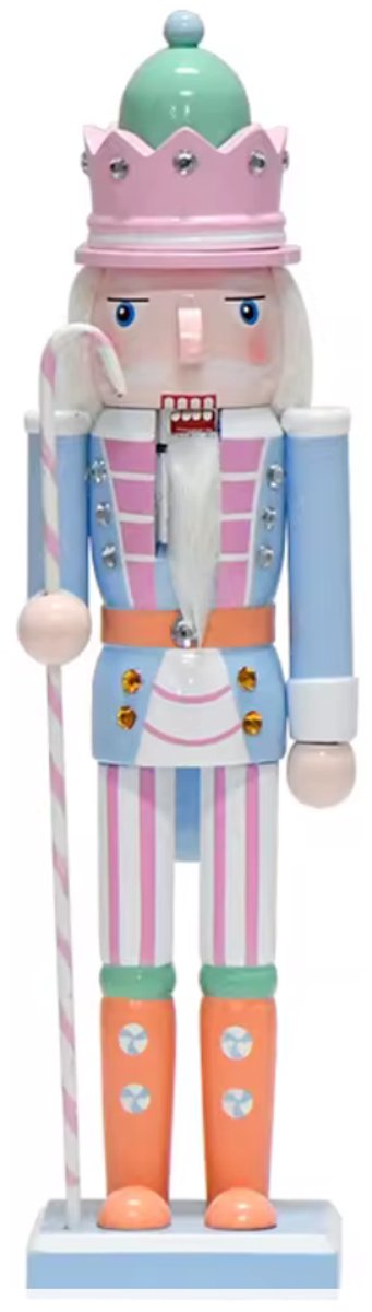Kerstdecoratie Nutcracker / Notenkraker 30 cm Pastel roze - groen