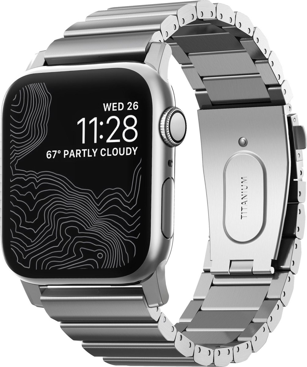 Nomad Titanium Horlogeband voor Apple Watch 45/44/42 mm - Zilver | bol