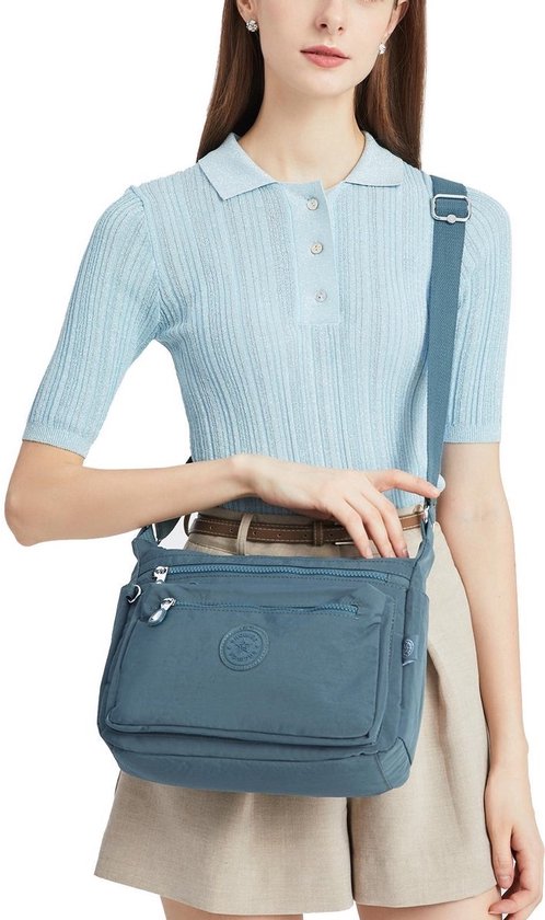 Bagwise® Sac à bandoulière - Sac bandoulière - Femme - 23cm x 27cm - (CR1238) - Blauw