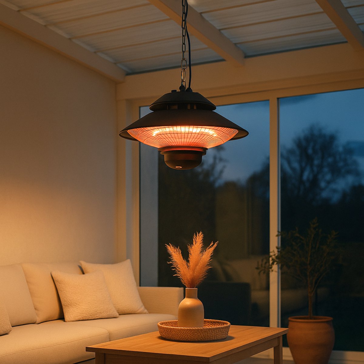 alpina Heater Terrasverwarmer met Infrarood Verwarming - Heater Elektrisch en Hangend - Terras Verwarmer P44 Spatwaterdicht - Terrasheater 1500W met Afstandsbediening – foto 7