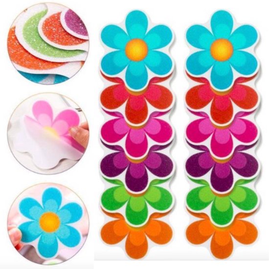 10 Antislip Bloemen Stickers Ø 10cm | Douche Bad Trap | Zelfklevend Zelfklevende Sticker Set | Anti slip mat Antislipmat Douchemat Badmat Antislipmatten| Glad Gladde Traptrede treden tredes Traptreden | Veiligheid Badkamer Kinderen Kind Baby Babybad