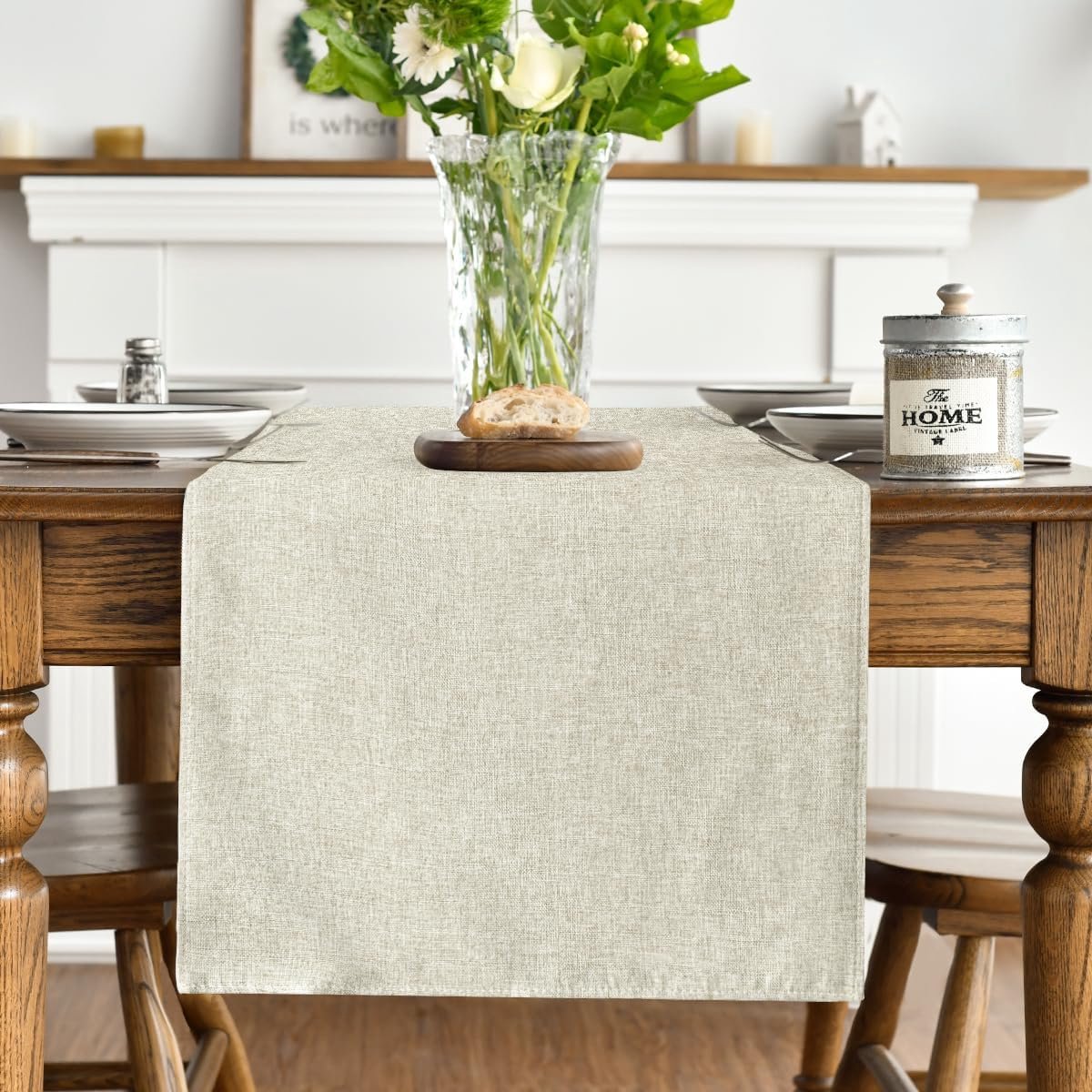Tafelloper - Keukentextiel - Tafeldecoratie - Machinewasbaar - 40x240 cm - Beige