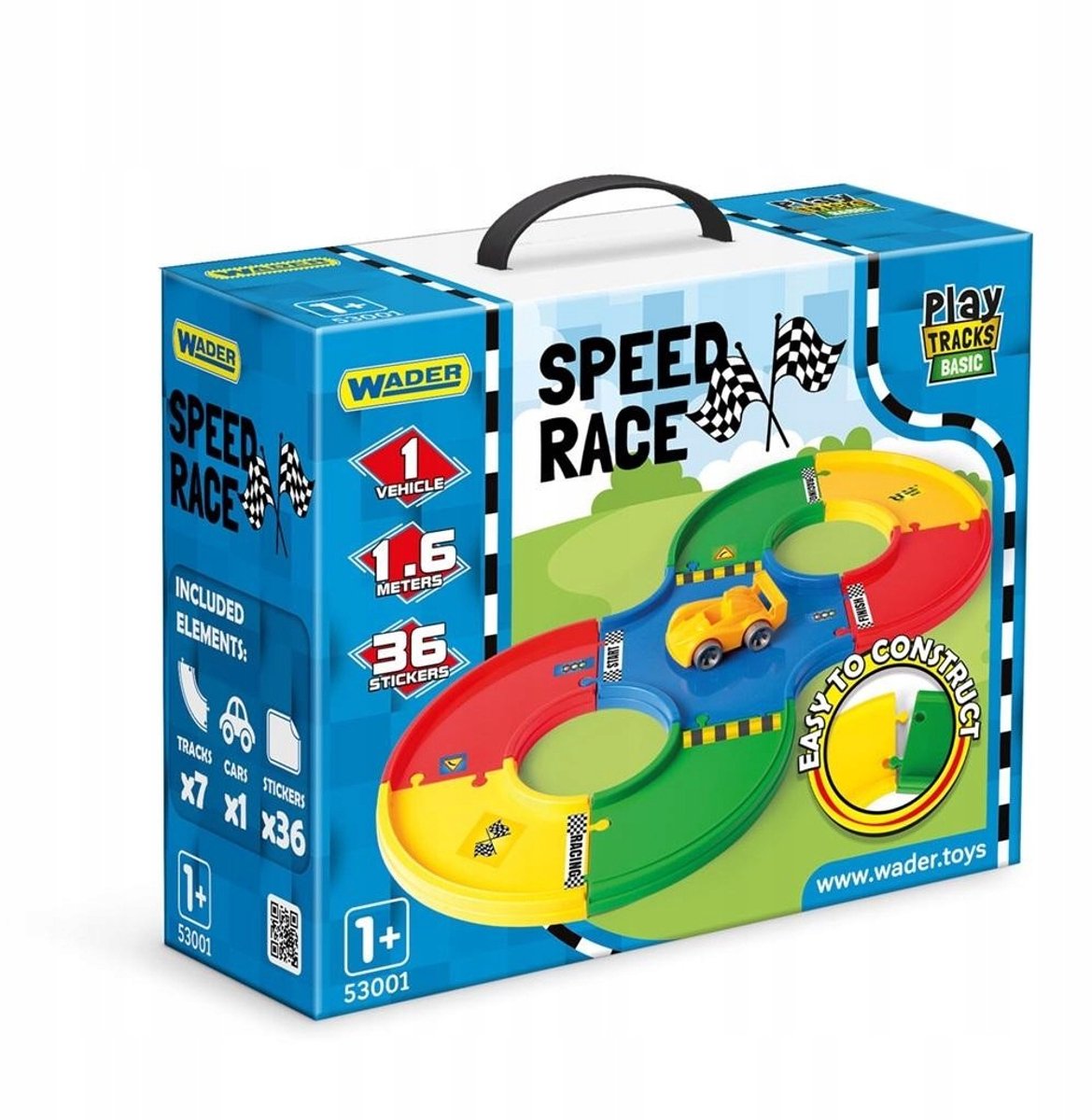 Wader Racebaan 53001 - 1,6 m speelbaan met auto en stickers