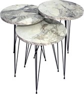 Table basse Sierra | Table d'appoint Set de 3 Wit | Tables basses rondes | Tables basses rondes Set de 3 | Ensemble de table basse | Table basse Look Marbre | Table basse industrielle | Tables d'appoint | Table basse |