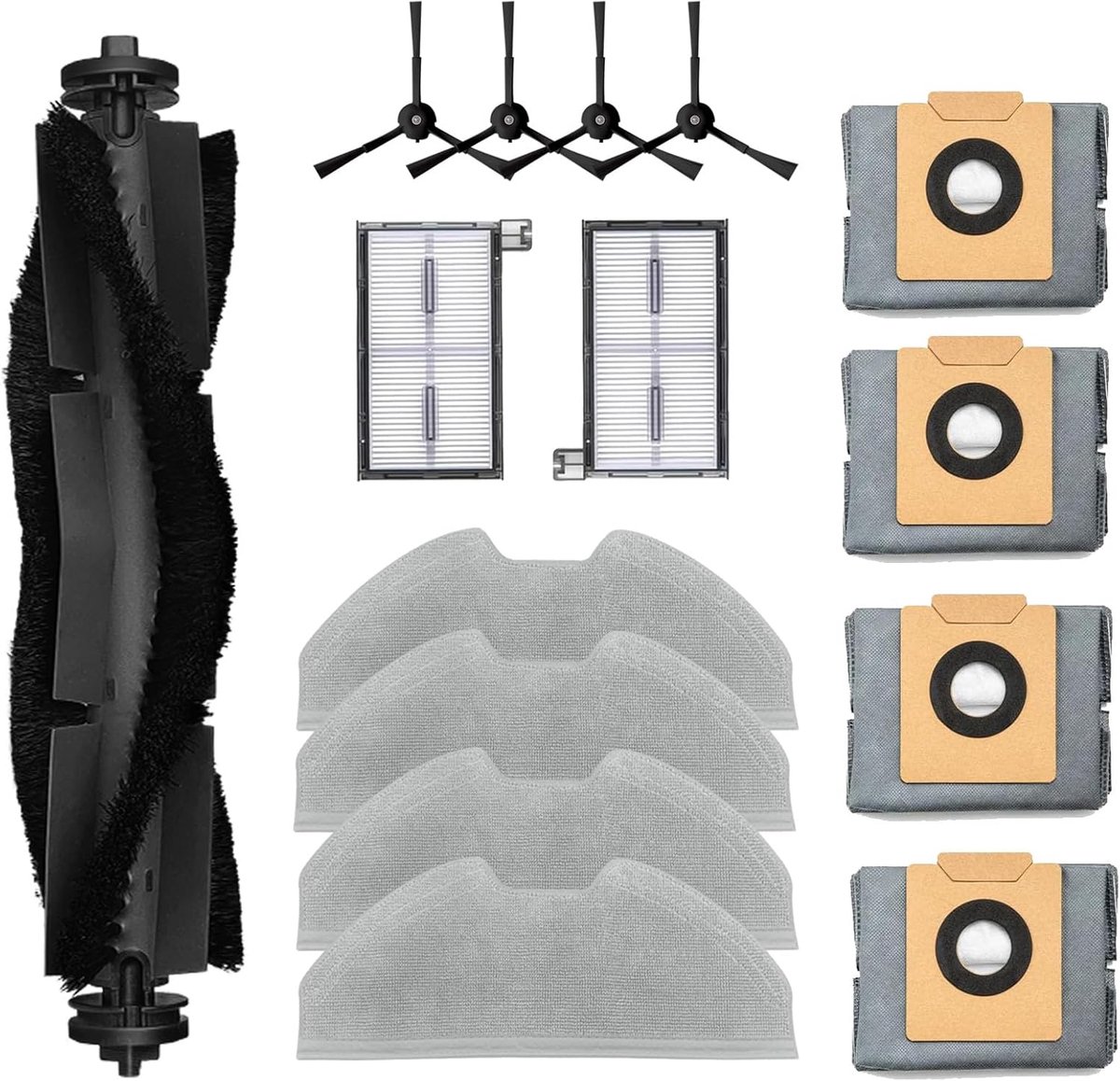 15 Stuks Accessoires geschikt voor Eufy Clean X8 Pro - Stofzuiger onderdeel - 1 hoofdborstel, 4 zijborstels, 2 wasbaar filters, 4 doeken, 4 stofzaken