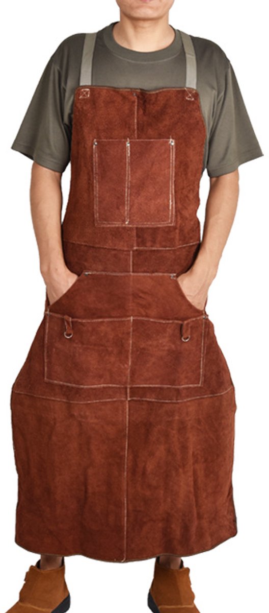 Leren schort - Gemaakt van koeienhuid - Klaar voor het BBQ-seizoen - 60CM*90CM - Bruin