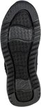Zool van een zwarte Skechers laars met profiel en een ingewerkt Skechers logo.