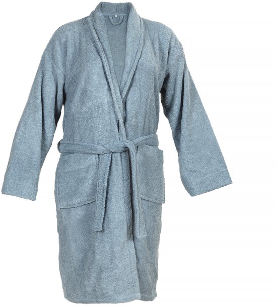 DoubleLife Badjas - 100% Katoen, waarvan 50% Gerecyclede Katoen - GRS Gecertificeerd - Maat L - Cashmere Blue