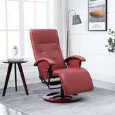 Fauteuil  Rood Kunstleer met Voetenbank / Loungestoel / Lounge stoel / Relax stoel / Chill stoel / Lounge Bankje / Lounge Fauteil