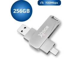 Xedor® Base - USB Stick - 256 GB - 1120Mbps - USB C en A - iPhone en Android