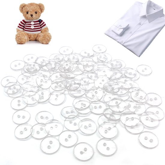 Foto: Transparent buttons round resin buttons 100 pieces round resin buttons transparent buttons 2 holes suitable for clothing sewing duvet covers handbags knitting 15 mm