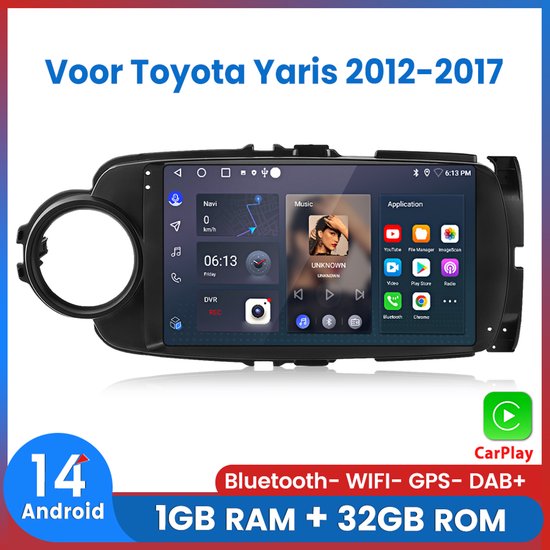 JOYX Android 13/14 Autoradio Voor Toyota Yaris (2005-2011) – 9 Inch 2 DIN, CarPlay, Android Auto, DAB+, OBD2, Stuurbediening + Gratis Camera