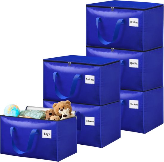 Opbergtas, 100 Liter, Waterdicht, Opbergtas Voor Onder Het Bed Opbergtas Met Ritssluiting Opvouwbare Organizer Van Oxford Weefsel Met Handvat Voor Dekbedden Kussens Kleding Blauw