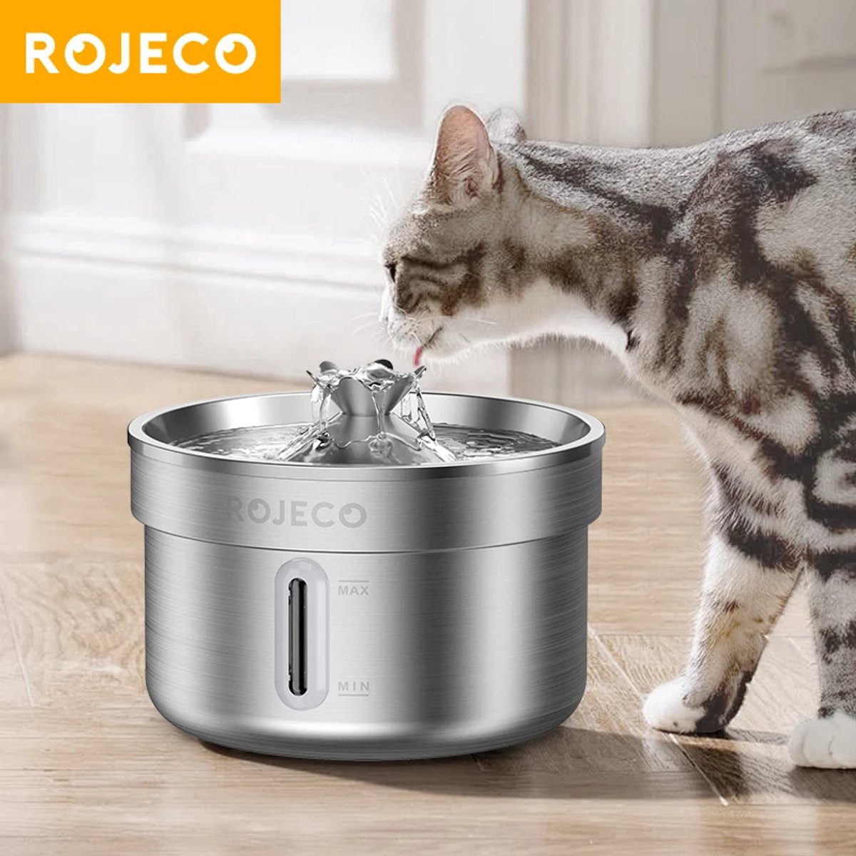 Cissé-roestvrijstalen drinkfontein voor huisdieren Automatische kattenwaterfontein Slimme waterdispenser voor huisdieren voor drinkbenodigdheden voor honden en katten