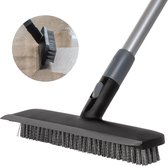 CLEANLY Raclette à récurer et à sol avec manche - Brosse de nettoyage - Brosse à récurer - Brosse à récurer avec manche - Brosse à récurer - Balayeuse - Réglable 116-144 cm - Largeur 30,5 cm - Zwart, Grijs
