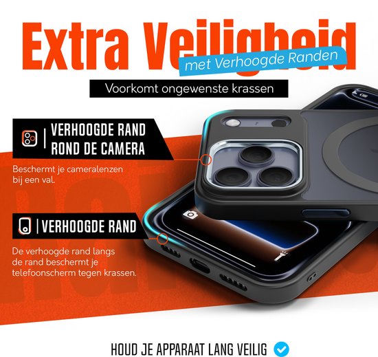 Coque My Case Zwart compatible avec iPhone 17 Pro et MagSafe – Fine, résistante et résistante aux chocs