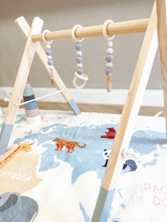 The Baby Supply Houten Baby gym, Grijze Uiteinde, Kraamcadeau, Babygeschenk