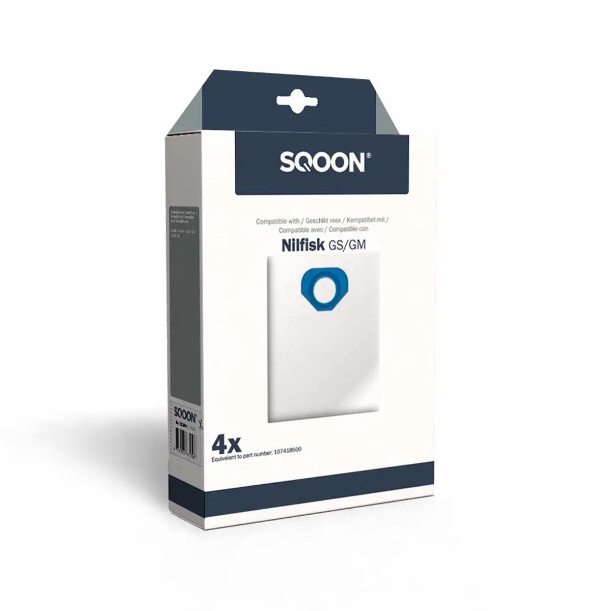 SQOON® Stofzuigerzakken Geschikt voor Nilfisk GS / GM80 / GM90 – Vervangt Model 107418500 – High Filtration voor Optimale Stofopname en Hygiëne - (SQ29) - 4 Stuks