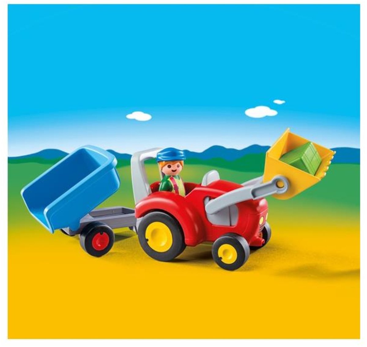 PLAYMOBIL 1.2.3 Boer met tractor en aanhangwagen - 6964 — afbeelding 3