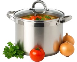 Lomera Roestvrijstalen Soeppan - 20 Liter Inhoud - Grote Soeppan - Inductie Geschikt - Vaatwasmachinebestendig - Glazen Deksel Met Stoomgat - Ergonomische Handgrepen - Geschikt Voor Alle Warmtebronnen - Maatverdeling Binnenzijde