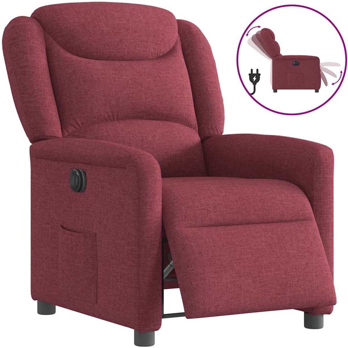 vidaXL Fauteuil - verstelbaar - elektrisch - stof - wijnrood