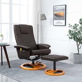 Fauteuil met MASSAGE functie Bruin MET Voetenbankje Kunstleer / Loungestoel / Lounge stoel / Relax stoel / Chill stoel / Lounge Bankje / Lounge Fauteil