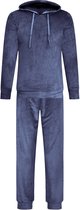 GAUBERT® Dames Velours Fluweel Huispak Met Capuchon - Loungeset - Joggingpak - Trainingspak - Loungewear Dames - Navy Blauw - Maat L - 2602