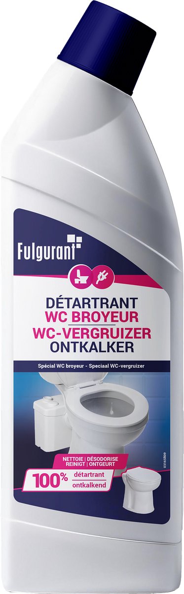 Fulgurant Sanitary — WC-Vergruizers Ontkalker met Javel — Verwijdert Kalkaanslag & Geurtjes — Geschikt voor Alle Leidingen — 1L