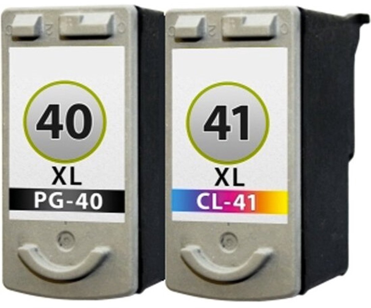 PG-40 Zwart + CL-41 Kleur Huismerk Inkt Cartridges | Compatible met Canon PG-40 + CL-41 | Geschikt voor Canon Fax JX 200, 210P, 500, 510P. IP 1200, 1300, 1600, 1700, 1800, 1800, 1900, 2200, 2500, 2600, MP 140, 150, 160, 170, 180, 190, 210, 220, 450