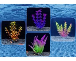 Aquarium Planten Bundel - Aquarium Planten 18cm - Aquarium Accessoires - Set Van 4 Aquarium Kunstplanten - Aquarium Decoratie Set -