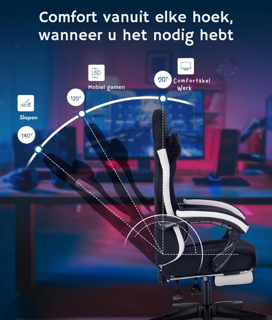 Gamingstoel, Ergonomische Bureaustoel met Verstelbare Lendenkussens, Hoofdkussens en Armleuningen, Gestoffeerde Gamingstoel, Gamerstoel met Schommelfunctie, Gamingstoel met een Draagvermogen van 150 kg,Groen | Gamingstoelen