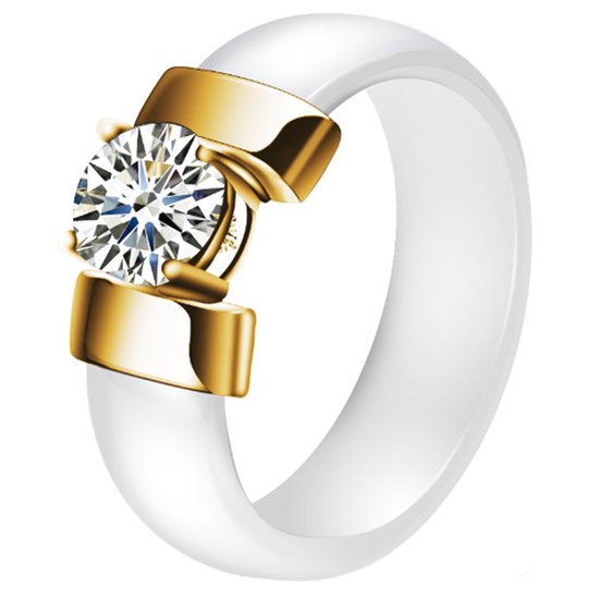 Bague Cilla Jewels pour femme en céramique blanche avec or-16 mm