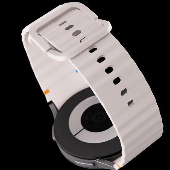 Strap-it Siliconen Wave bandje - Geschikt voor Samsung Galaxy Watch 7 (40 & 44mm) / Galaxy Watch 6 (Classic) / Galaxy Watch 5 (Pro) / Galaxy Watch 4 (Classic) - sterrenlicht