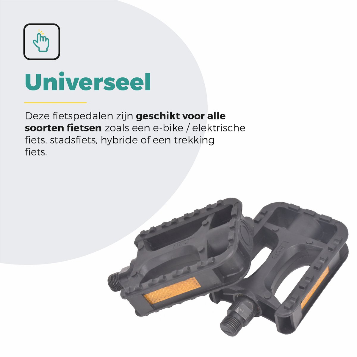 Voltano Antislip E-bike Fietspedalen 421110 Zwart - Universeel - Reflectoren - Trappers Fiets – foto 3