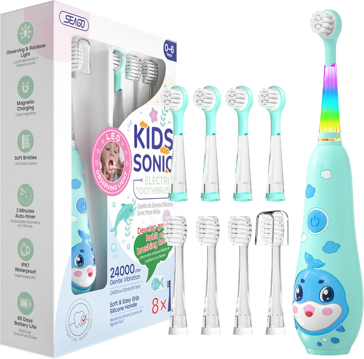 MAKURAZ Elektrische Tandenborstel Kind met LED-verlichting - MAKURAZ - €26,99