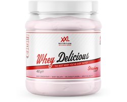 XXL Nutrition - Whey Delicious - 80% Eiwit - Aardbei - Wei Eiwitpoeder met BCAA & Glutamine, Proteine Poeder, Eiwit shake, Whey Protein - Diverse Smaken - 450 gram (15 shakes)