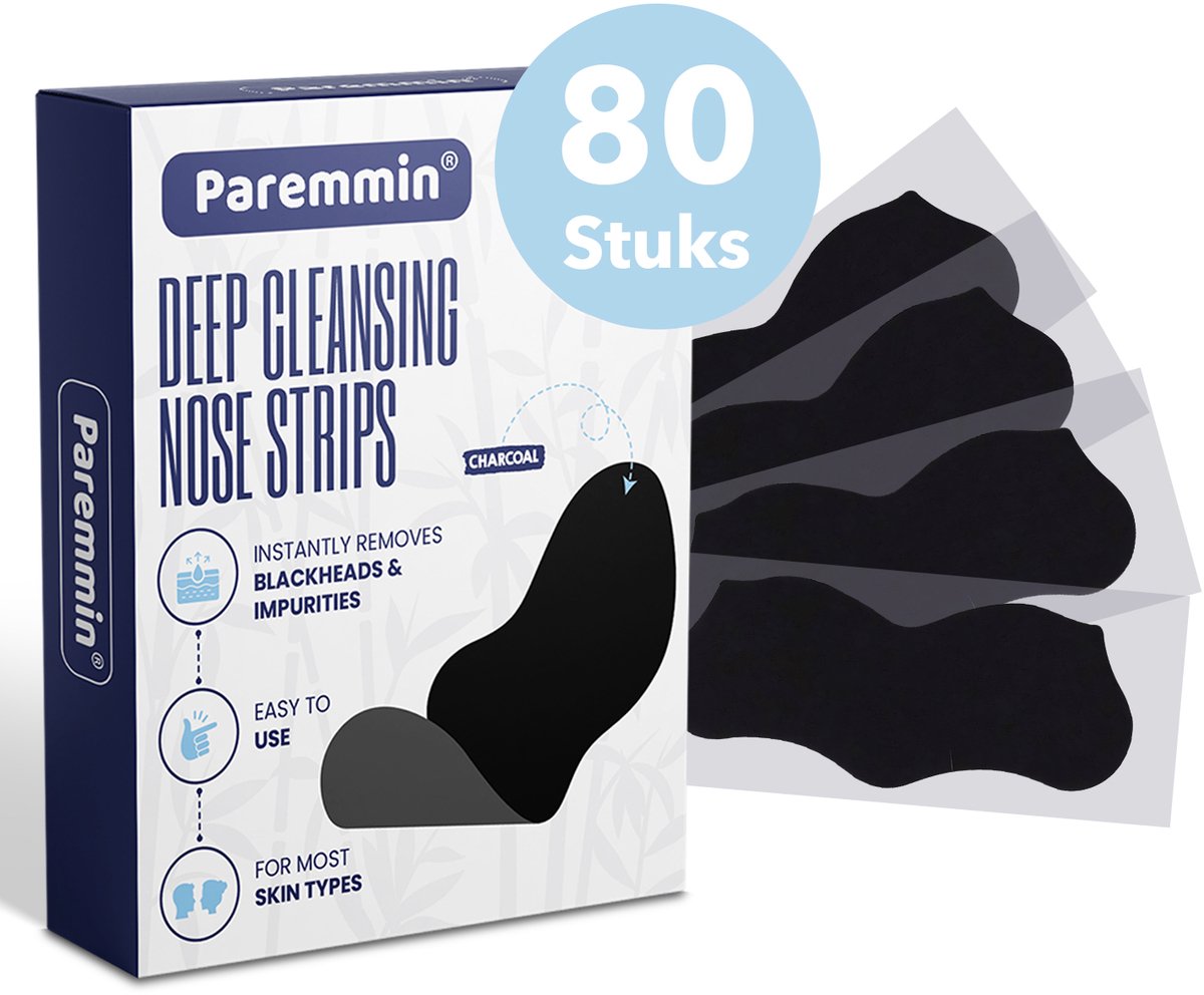 Bamboehoutskool Mee Eters Neusstrips (80 Stuks) – Verwijderen - Blackhead Remover Nose Strips – Eter Verwijderaar