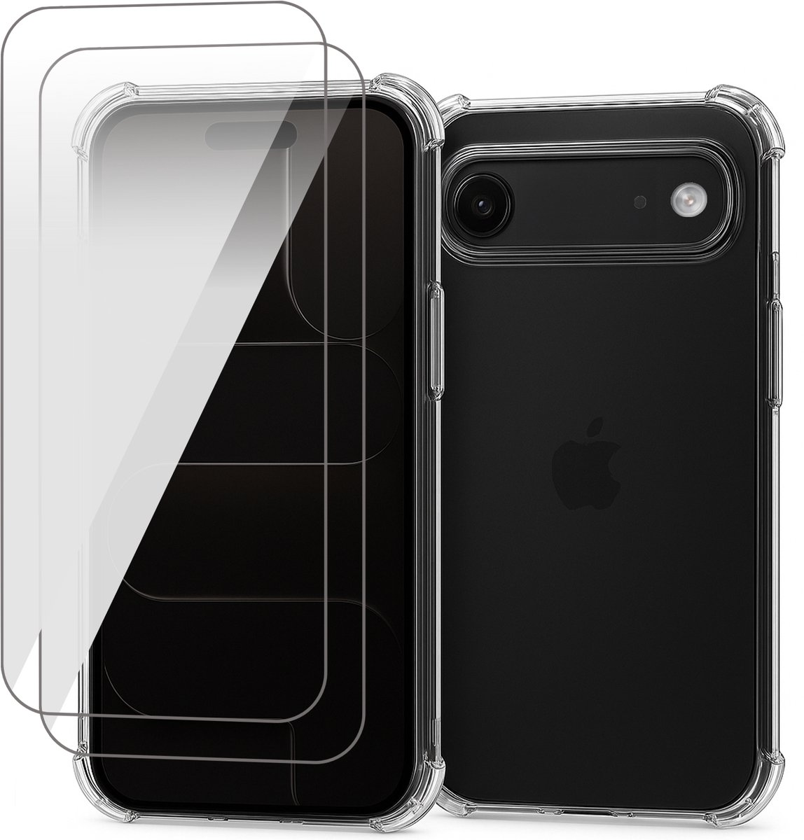 Hoesje geschikt voor iPhone 17 Air - 2x Screenprotector Glas - Shockproof Transparant