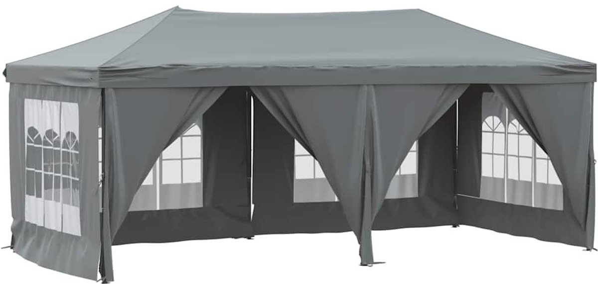 Partytent opvouwbaar - Paviljoen - 3x6 - Easy up - Waterdicht - met Zijwanden - Weerbestendig - Antraciet