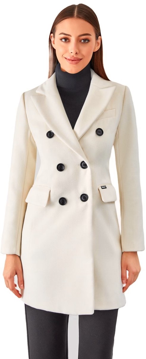 Versano Valentina NG Dames Mantel Manteljas 3 kwart Winterjas XL - Creme